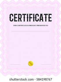Vector illustration of Pink Diploma Certificate template icon
