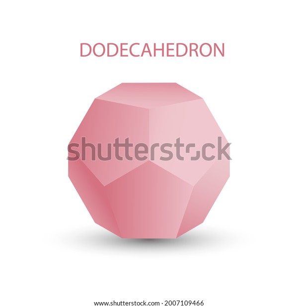 Vector illustration of a pink\
dodecahedron on a white background with a gradient for games,\
icons, packaging designs,logo, mobile, ui, web. Platonic\
solid.