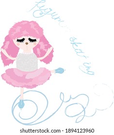 
Vektorgrafik eines rosa Hundes ist Eislaufen. Eiskunstlauf