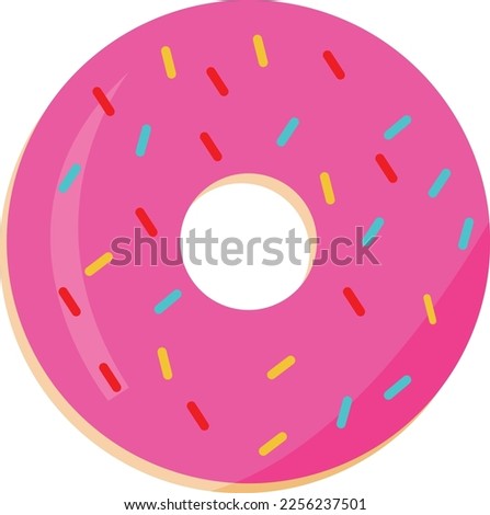 vector illustration of a pink donut with colorful ceres