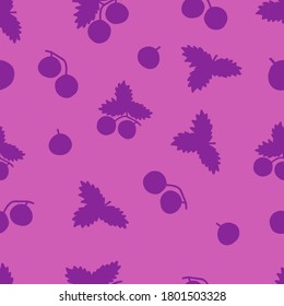 Vektorgrafik von rosafarbenen Doodelblättern, -zapfen oder -beeren, Nahtlose Muster