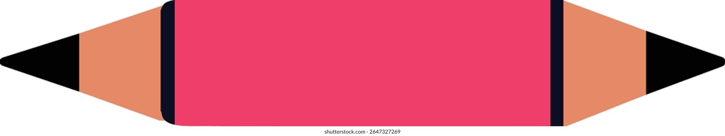 Ilustración vectorial de un lápiz rosa de doble punta, ideal para útiles escolares, herramientas creativas, recursos de dibujo y contenido educativo con temas de papelería.