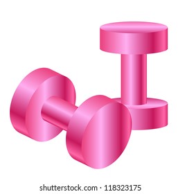 Vector illustration of pink dumbbells