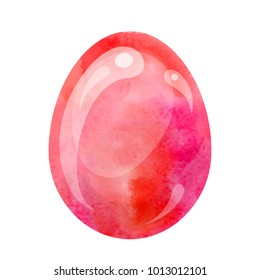 Vector illustration: pink Easter 3d egg template with watercolor texture for Easter holidays design isolated on white background.