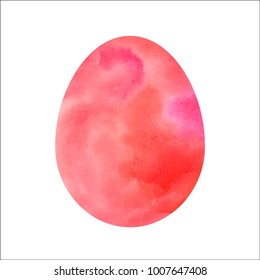 Vector illustration: pink Easter egg template with watercolor texture for Easter holidays design isolated on white background.