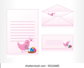 vector illustration of pink envelop, postcard