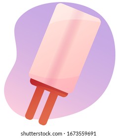 Vector illustration of a pink eskimo on a purple background. Sweet ice cream art for menu or kitchen