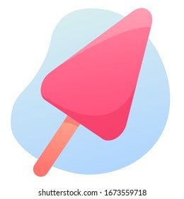 Vector illustration of a pink eskimo on a blue background. Sweet ice cream art for menu or kitchen