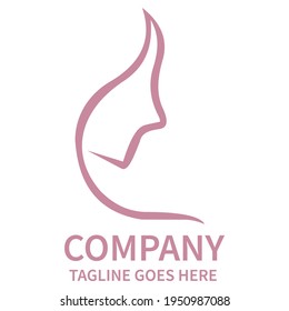Ilustración vectorial de la plantilla de logotipo de belleza femenina de arte de línea facial rosa. modificable. 2500 x 2500 píxeles perfectos.