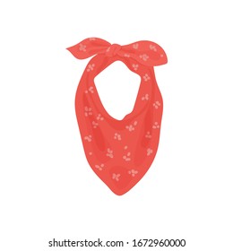 Vector illustration with pink feminine floral neckerchief. Women's clothing, scarf or bandana for travel and vacation