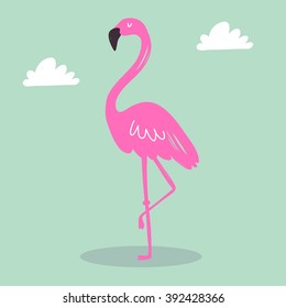 Vector illustration pink flamingo