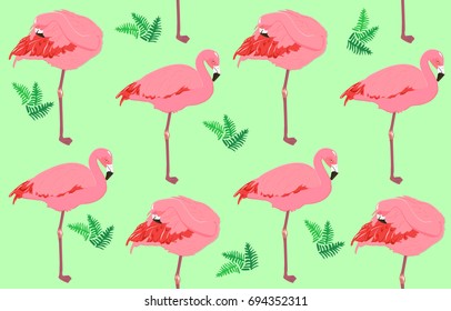 Vector illustration of a pink flamingo background.