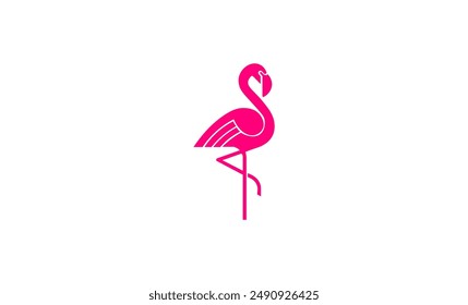 Vector illustration of a pink flamingo in cartoon style