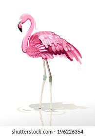 Vector illustration of pink flamingos