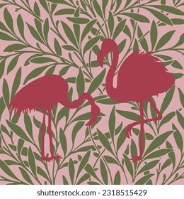 Vector illustration of pink flamingos