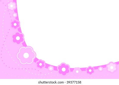 Vector illustration with pink floral corner decoration