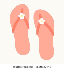 Vector Illustration of Pink Floral Women’s Flip Flops