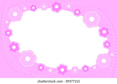 Vector illustration of pink floral frame