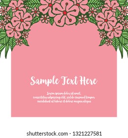 Vector illustration pink flower frame with your sample text here hand drawn