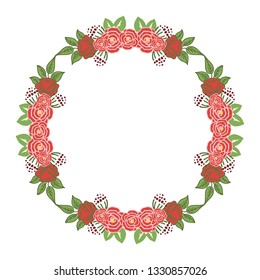 Vector illustration pink flower frame decor with greeting card hand drawn