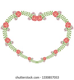 Vector illustration pink flower frame with backdrop hand drawn
