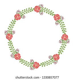 Vector illustration pink flower frame with backdrop hand drawn