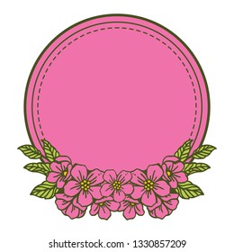 Vector illustration pink flower frame design hand drawn
