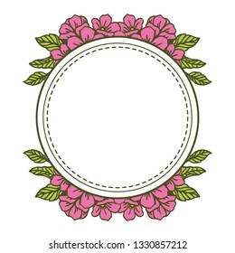 Vector illustration pink flower frame design hand drawn