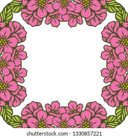 Vector illustration pink flower frame design hand drawn