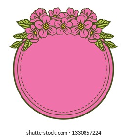 Vector illustration pink flower frame design hand drawn