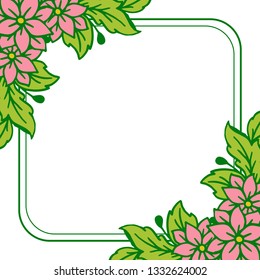 Vector illustration pink flower frame abstract with background