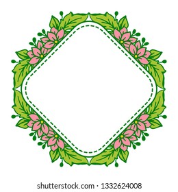 Vector illustration pink flower frame abstract with background
