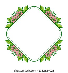 Vector illustration pink flower frame abstract with background