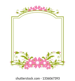 Vector illustration pink flower frame for card hand drawn