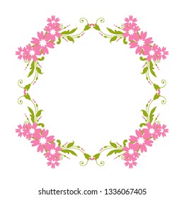 Vector illustration pink flower frame for card hand drawn