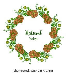 Vector illustration of pink flower frame for natural vintage decor
