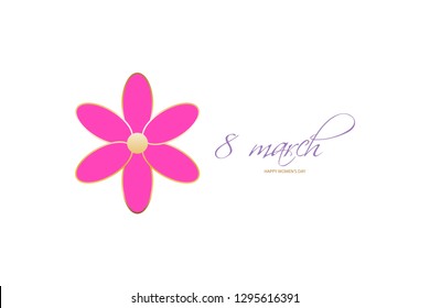 Vector illustration of Pink flower. March 8 - International Women's Day