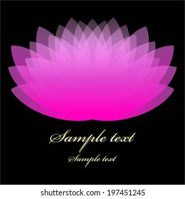 Vector illustration of Pink flower on a black background