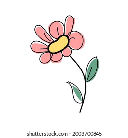 Vector illustration of a pink flower on a white background.
