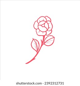 vector illustration of pink flower outline