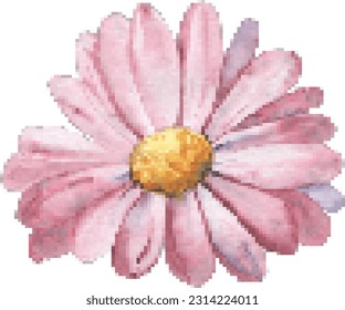 vector illustration of pink flower in pixel art style