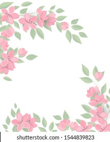 Vector illustration of pink flower. Romantic floral background