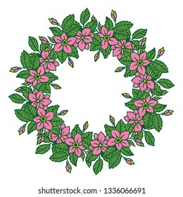 Vector illustration pink flower style for card invitation hand drawn