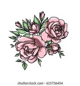 Vector Illustration Pink Flowers Stock Vector (Royalty Free) 615736454 ...