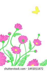 Vector illustration of pink flowers on a white background
