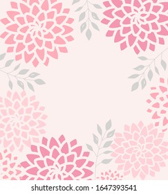 Vector illustration pink flowers on a white background. Background with flower and leaf decoration