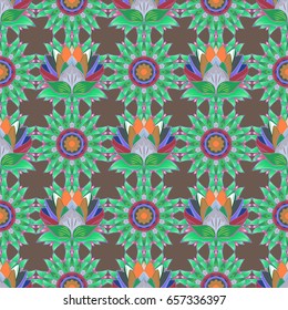 Vector illustration of pink flowers. Seamless pattern with flowers on motley background.