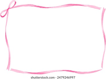 Vector illustration of a pink frame painted in watercolor