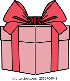 vector illustration of a pink gift box with a decorative ribbon and bow, perfect for celebrations, holidays, birthdays, and special occasions.