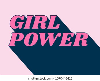 Vector illustration of pink Girl Power words with italic font and deep shadow for textile, web or print.